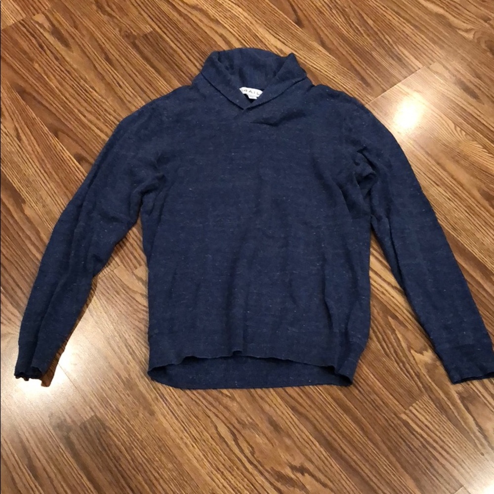 Men’s blue V neck shawl sweater